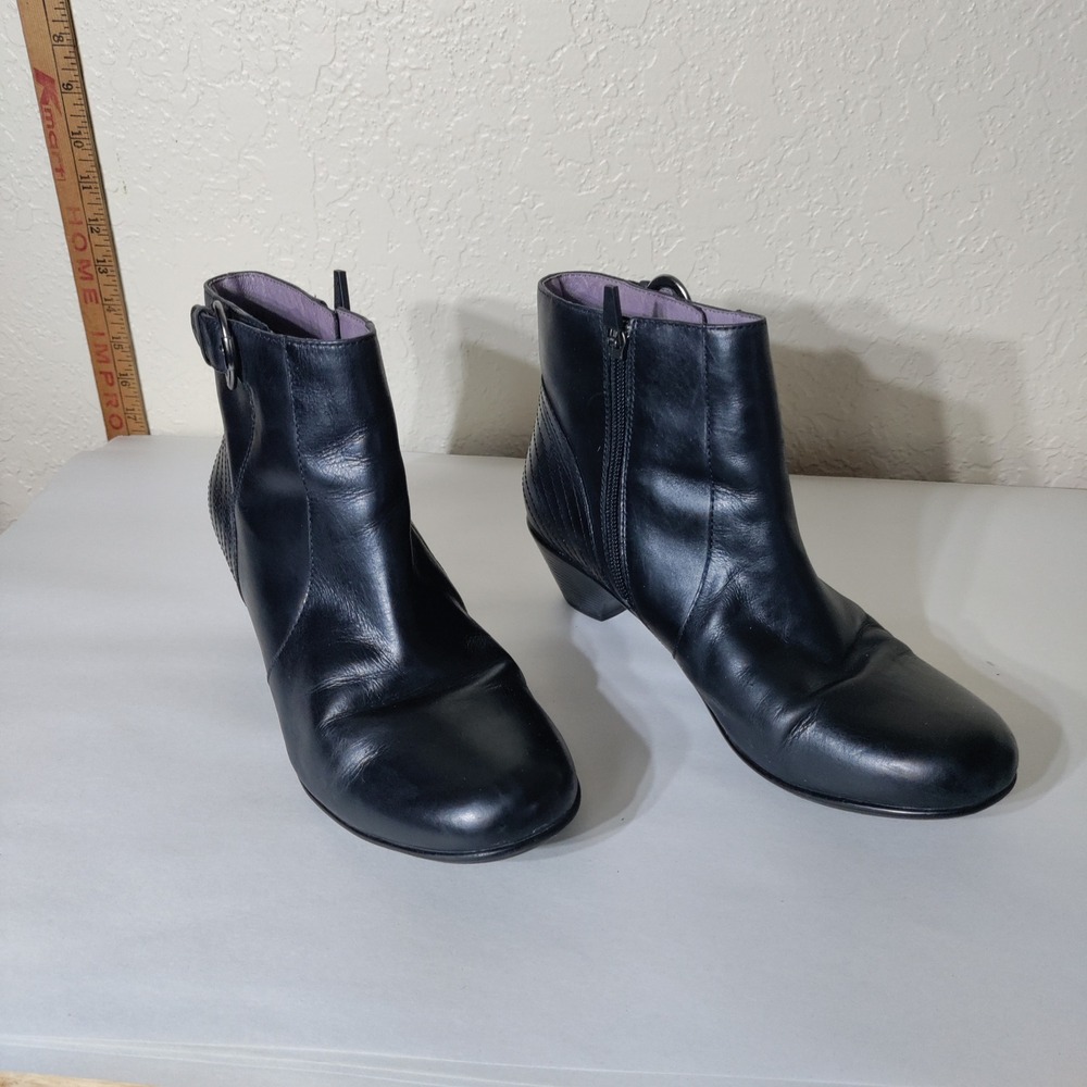 Dansko Black Leather Ankle Boots Side Zip Buckle Block Heel 3243020202 Size 40